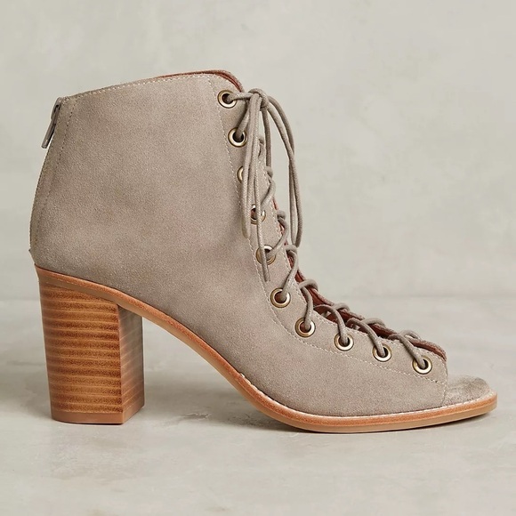 Jeffrey Campbell Taupe CORS Anthropologie Suede Leather PEEP TOE BOOTIES 6 - Picture 4 of 15
